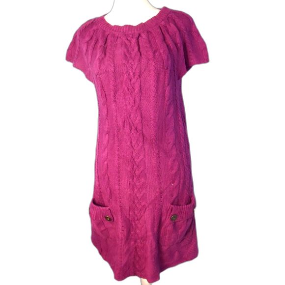 Style & Company Vintage Y2K Plum Cable Knit Sweater Mini Dress / Tunic M RK5 - Picture 1 of 7